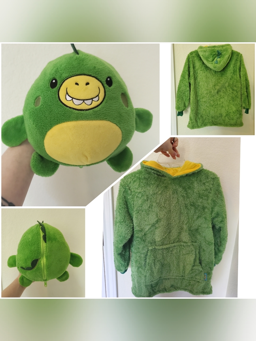 Huggle Pets Green Dinosaur Hoodie Converts To Plush Toy